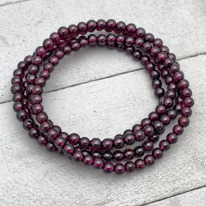 Red Garnet Crystal Stretch Bracelet. Small/Medium Size - SunlightSilver