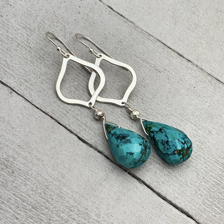 Turquoise Briolette and Sterling Silver Drop Earrings - SunlightSilver