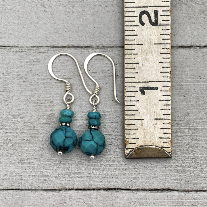 Teal Turquoise and Sterling Silver Earrings - SunlightSilver