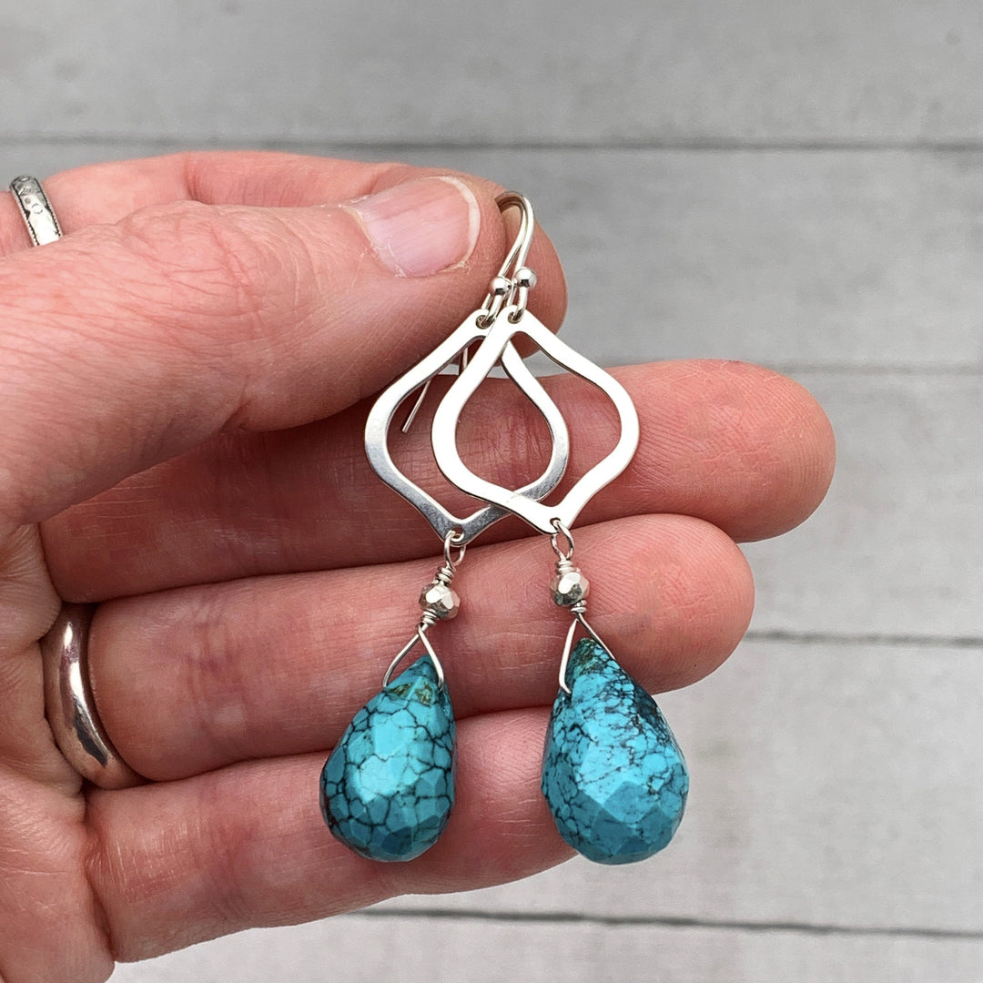 Turquoise Briolette and Sterling Silver Drop Earrings - SunlightSilver