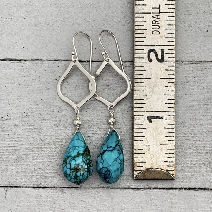 Turquoise Briolette and Sterling Silver Drop Earrings - SunlightSilver