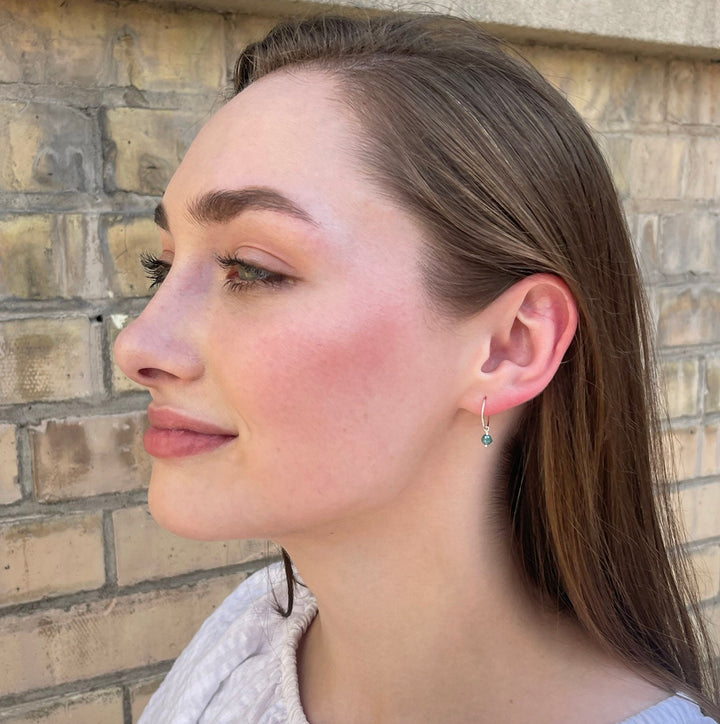 Emerald Green Onyx Charm Hoop Earrings - SunlightSilver
