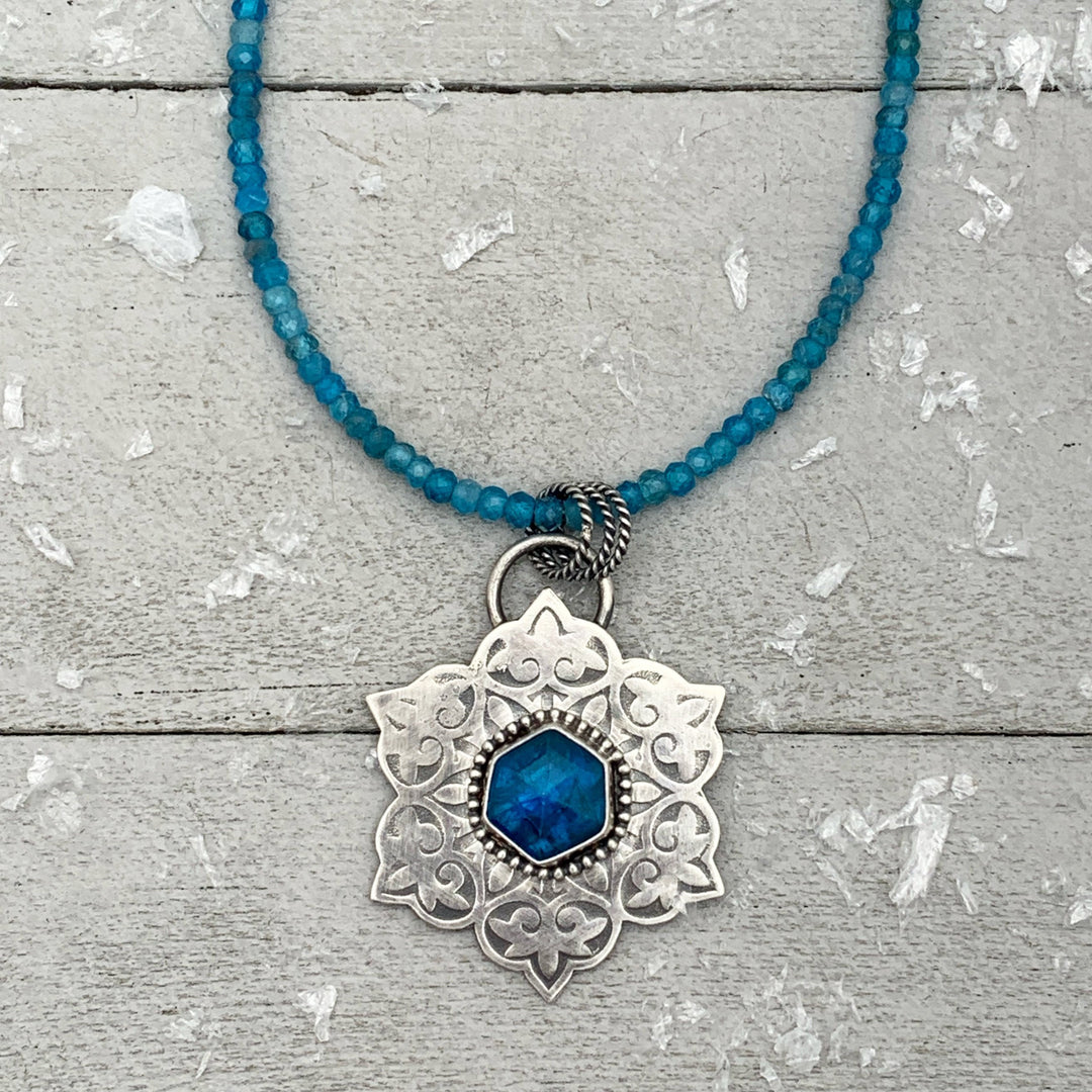 Faceted Beaded Apatite and Sterling Silver Silver Necklace - SunlightSilver