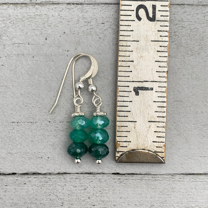 Mystic Green Onyx and Sterling Silver Earrings. Faceted Bling Sparkly - SunlightSilver