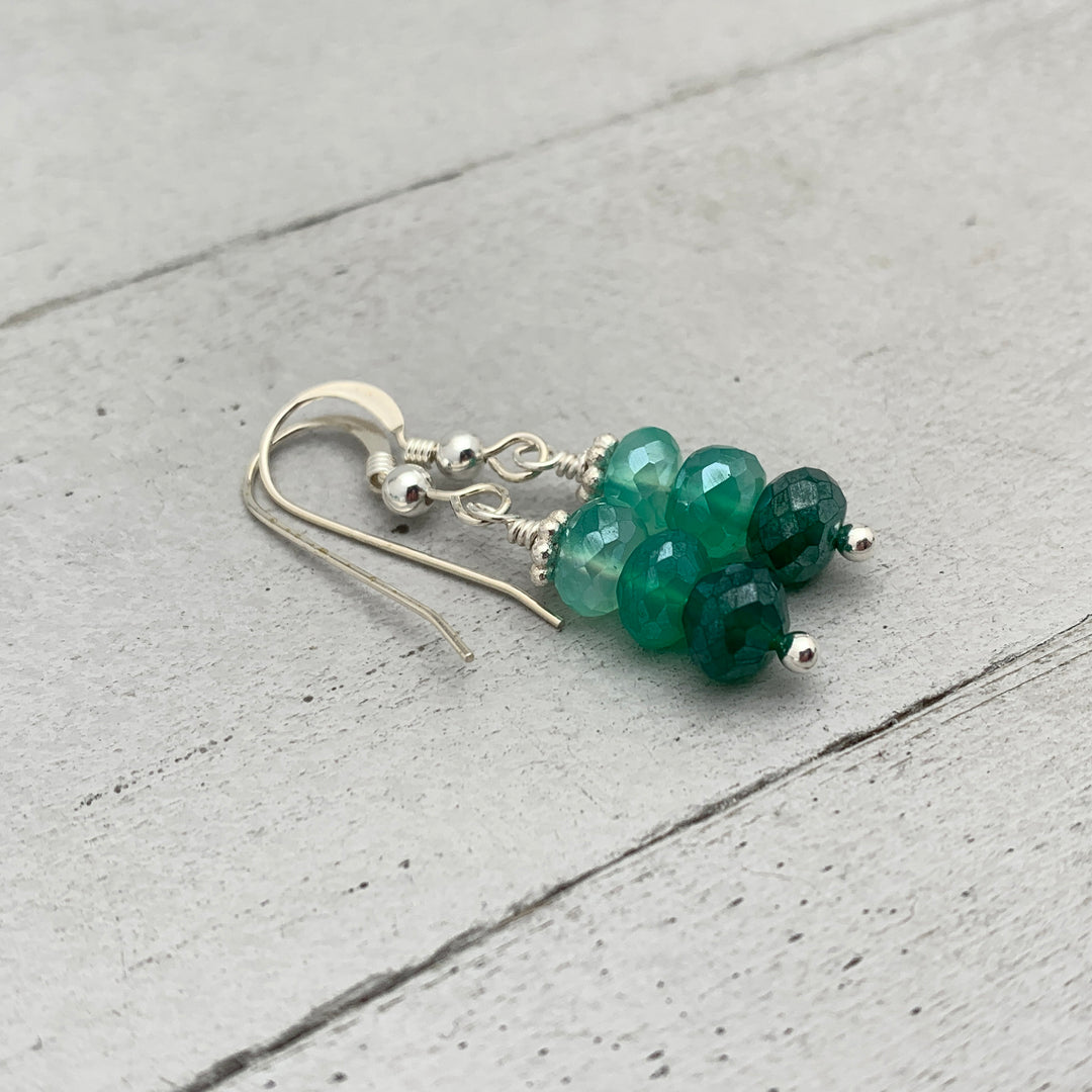 Mystic Green Onyx and Sterling Silver Earrings. Faceted Bling Sparkly - SunlightSilver