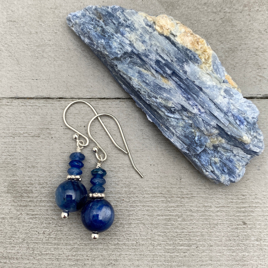 Blue Kyanite and Sterling Silver Earrings - SunlightSilver