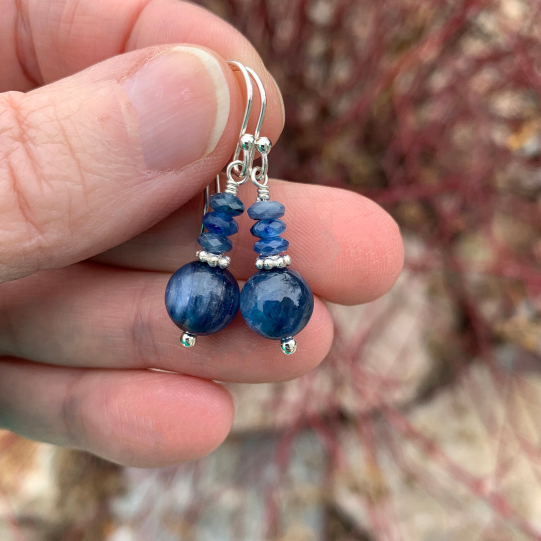 Blue Kyanite and Sterling Silver Earrings - SunlightSilver