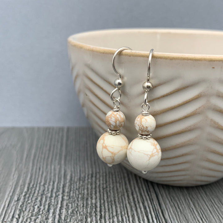 Nevada White Variscite and Sterling Silver Earrings - SunlightSilver