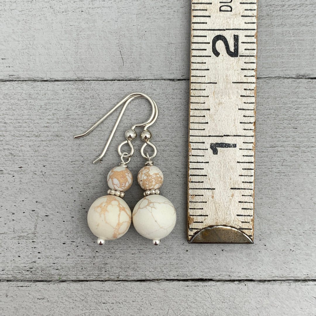 Nevada White Variscite and Sterling Silver Earrings - SunlightSilver