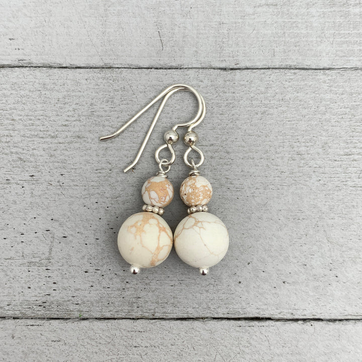Nevada White Variscite and Sterling Silver Earrings - SunlightSilver