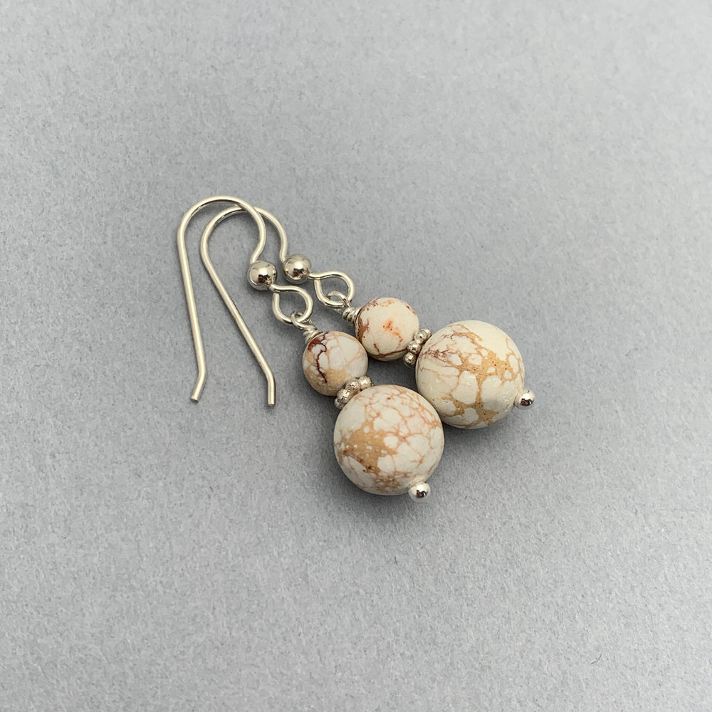 Nevada White Variscite and Sterling Silver Earrings - SunlightSilver