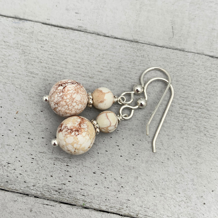 Nevada White Variscite and Sterling Silver Earrings - SunlightSilver