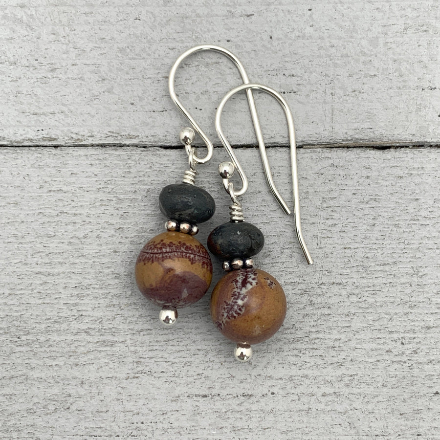 Dendritic Sonoran Rhyolite and Sterling Silver Earrings - SunlightSilver