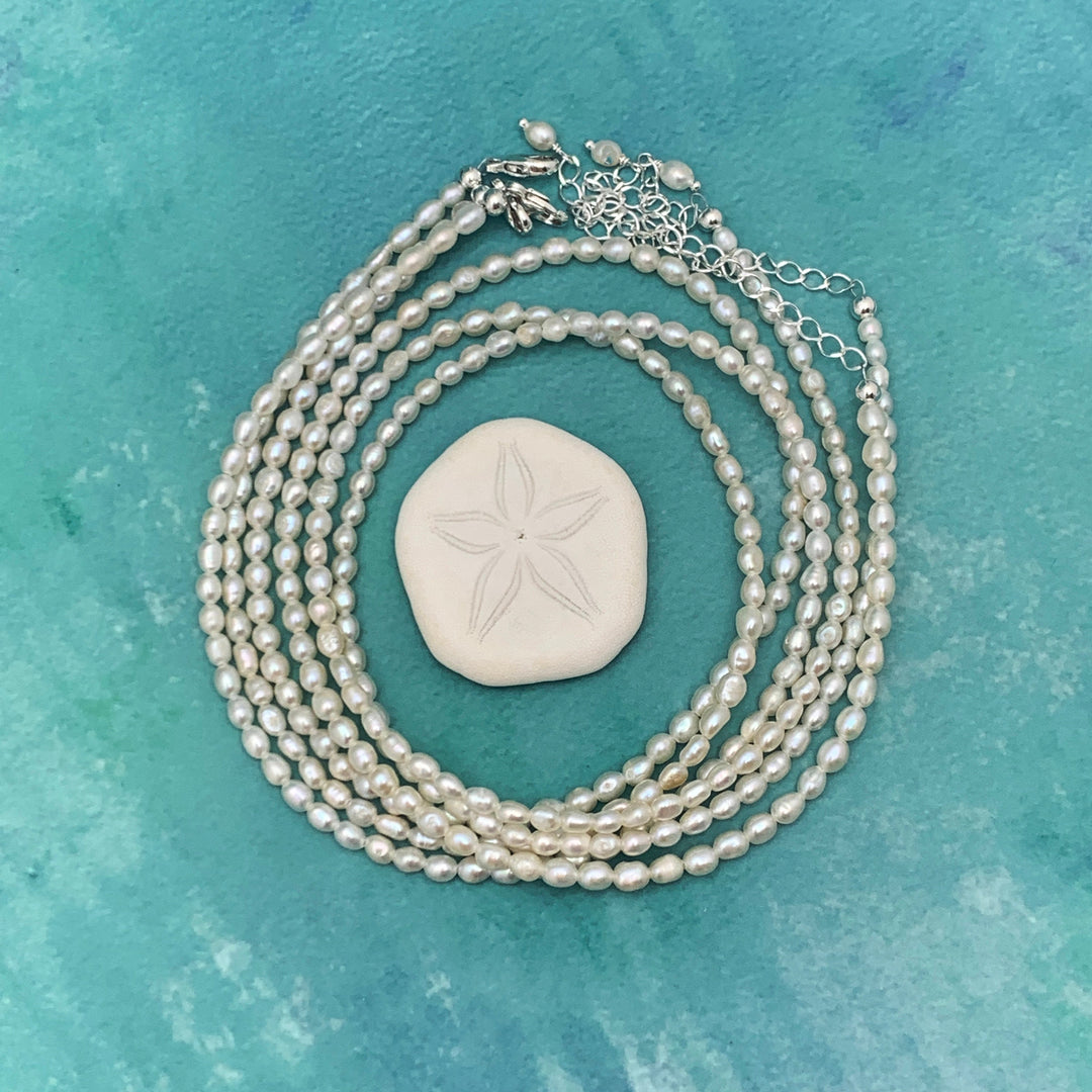 White Freshwater Pearl and Sterling Silver Necklace - SunlightSilver