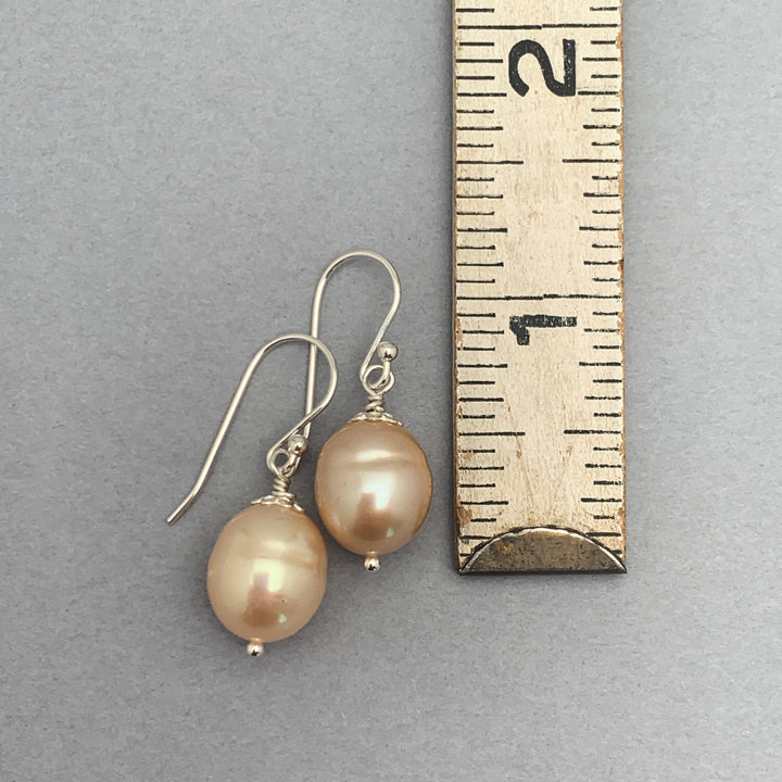 Champagne Pearl Earrings with Solid 925 Sterling Silver - SunlightSilver