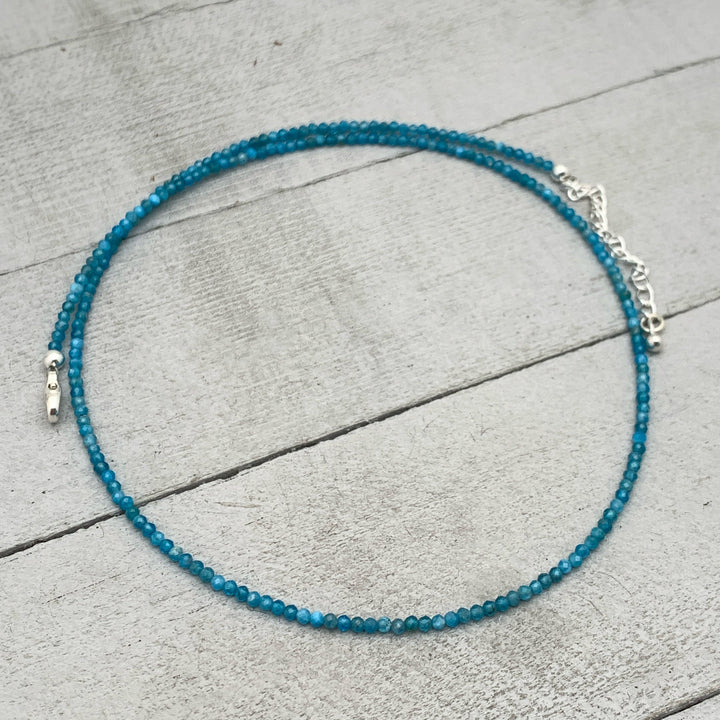 Faceted Beaded Apatite and Sterling Silver Silver Necklace - SunlightSilver