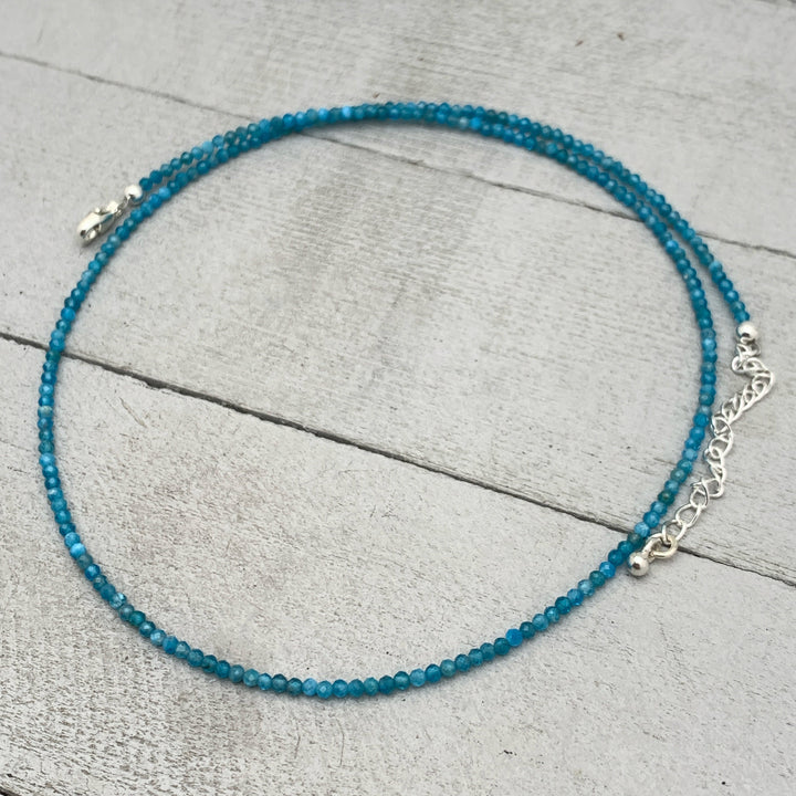 Faceted Beaded Apatite and Sterling Silver Silver Necklace - SunlightSilver