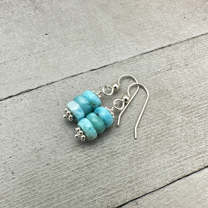 Larimar and Solid 925 Sterling Silver Earrings - SunlightSilver