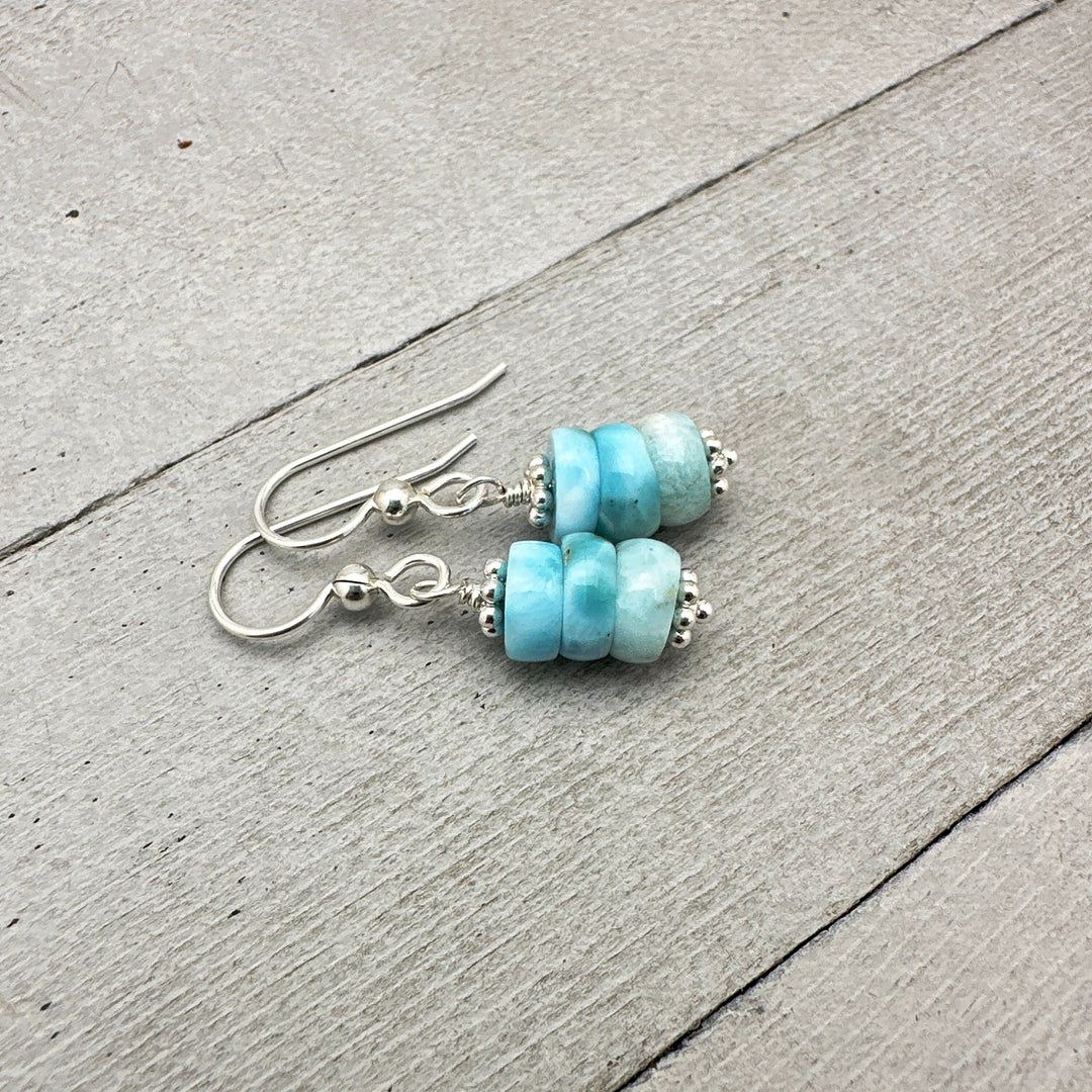 Larimar and Solid 925 Sterling Silver Earrings - SunlightSilver