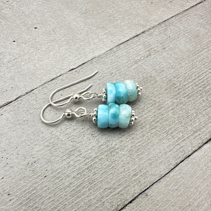 Larimar and Solid 925 Sterling Silver Earrings - SunlightSilver