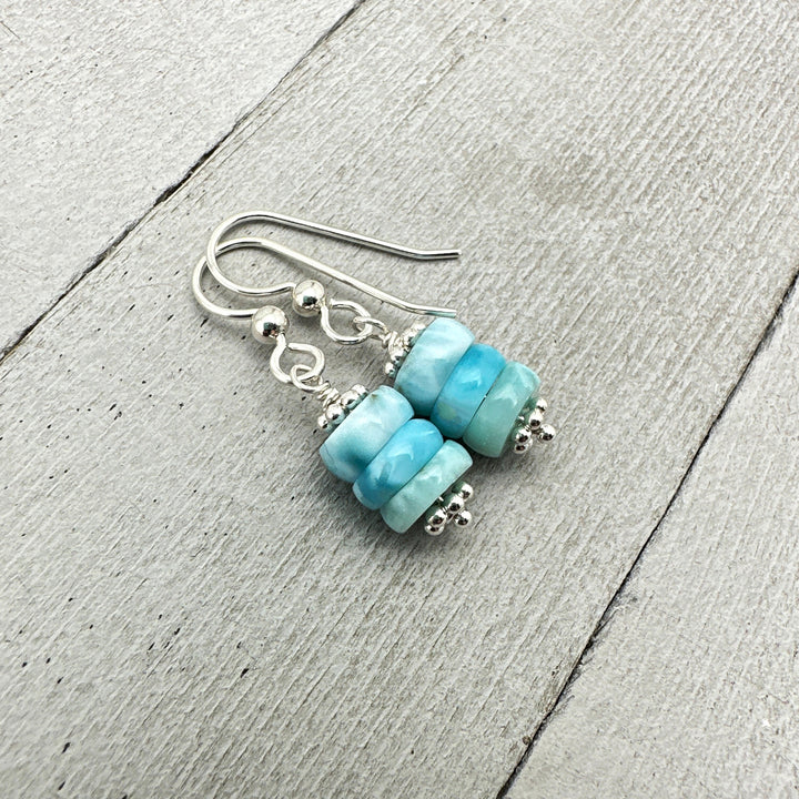 Larimar and Solid 925 Sterling Silver Earrings - SunlightSilver