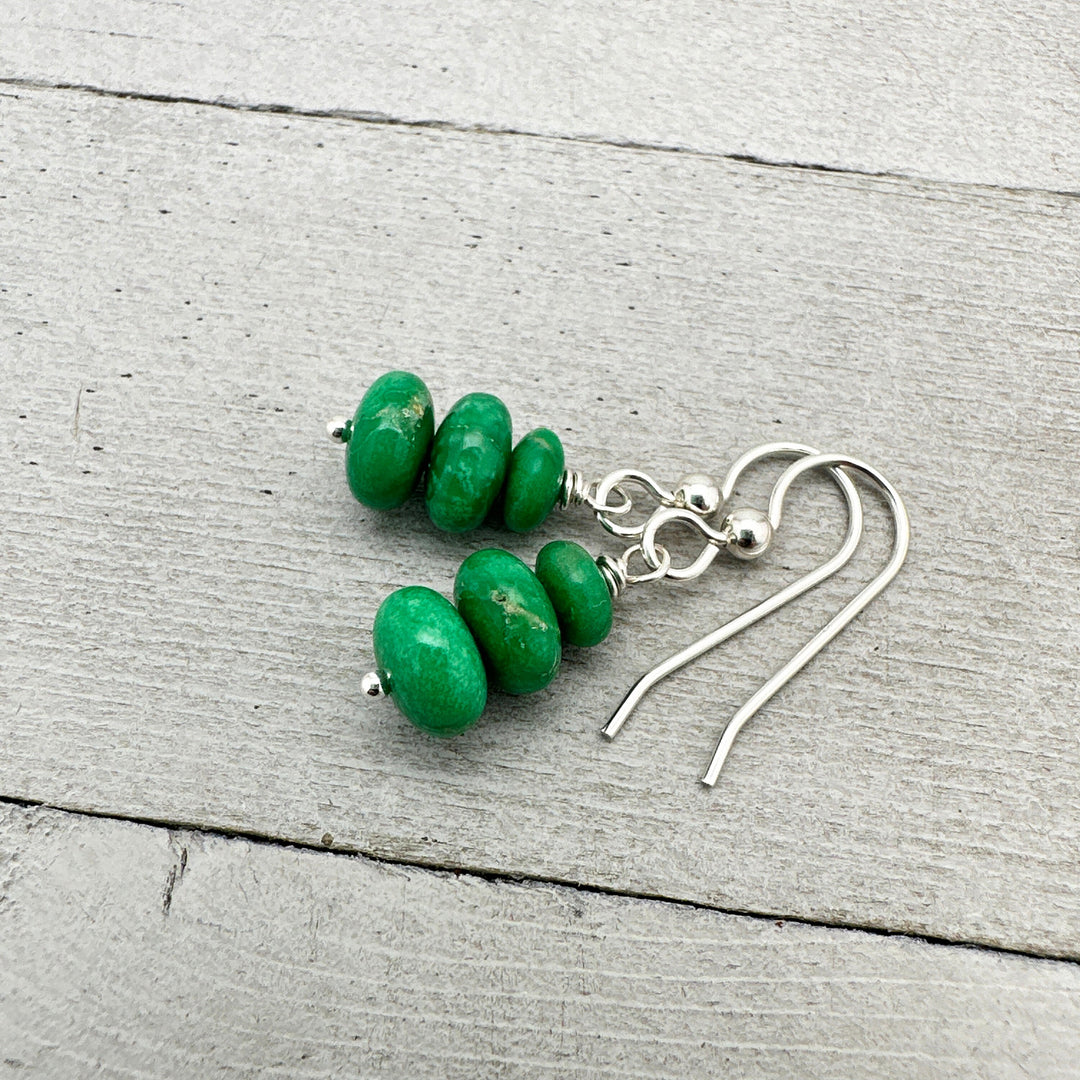 Lucin Variscite Earrings with Solid 925 Sterling Silver - SunlightSilver