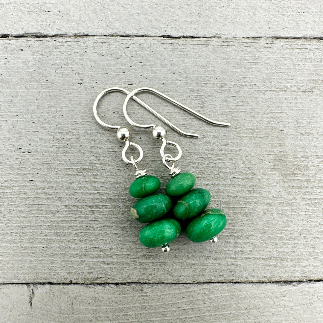 Lucin Variscite Earrings with Solid 925 Sterling Silver - SunlightSilver