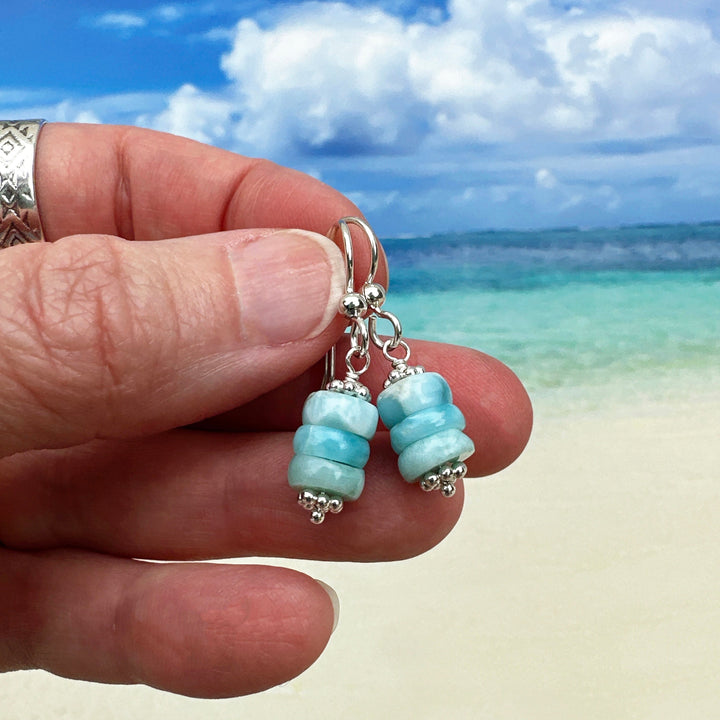 Larimar and Solid 925 Sterling Silver Earrings - SunlightSilver