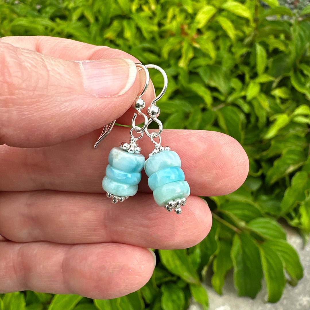 Larimar and Solid 925 Sterling Silver Earrings - SunlightSilver