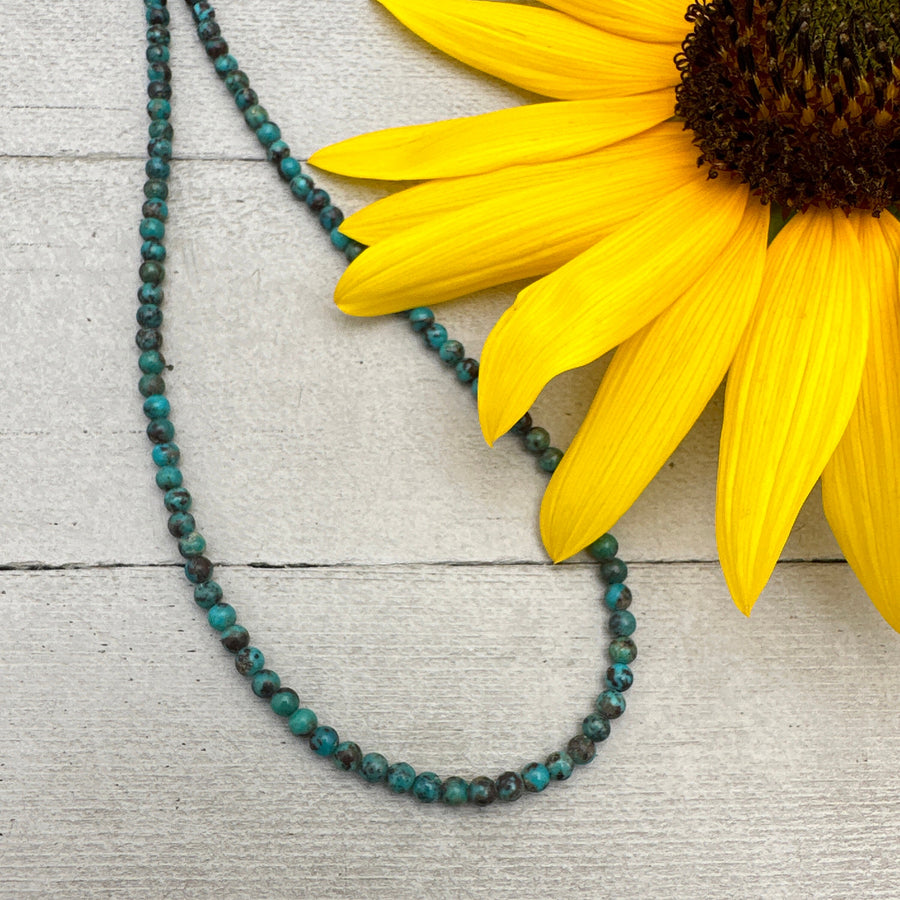 Faceted Turquoise and Sterling Silver Beaded Necklace