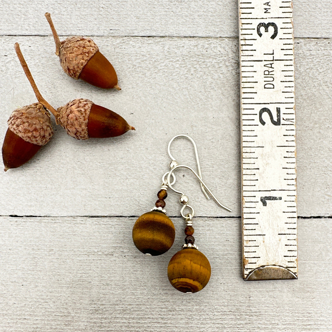 Tiger's Eye Gemstone and Sterling Silver Earrings - SunlightSilver