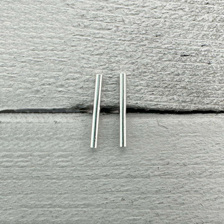 Bar Line Stud Earrings in Solid 925 Sterling Silver. T Studs, Staple, Line Earrings - SunlightSilver