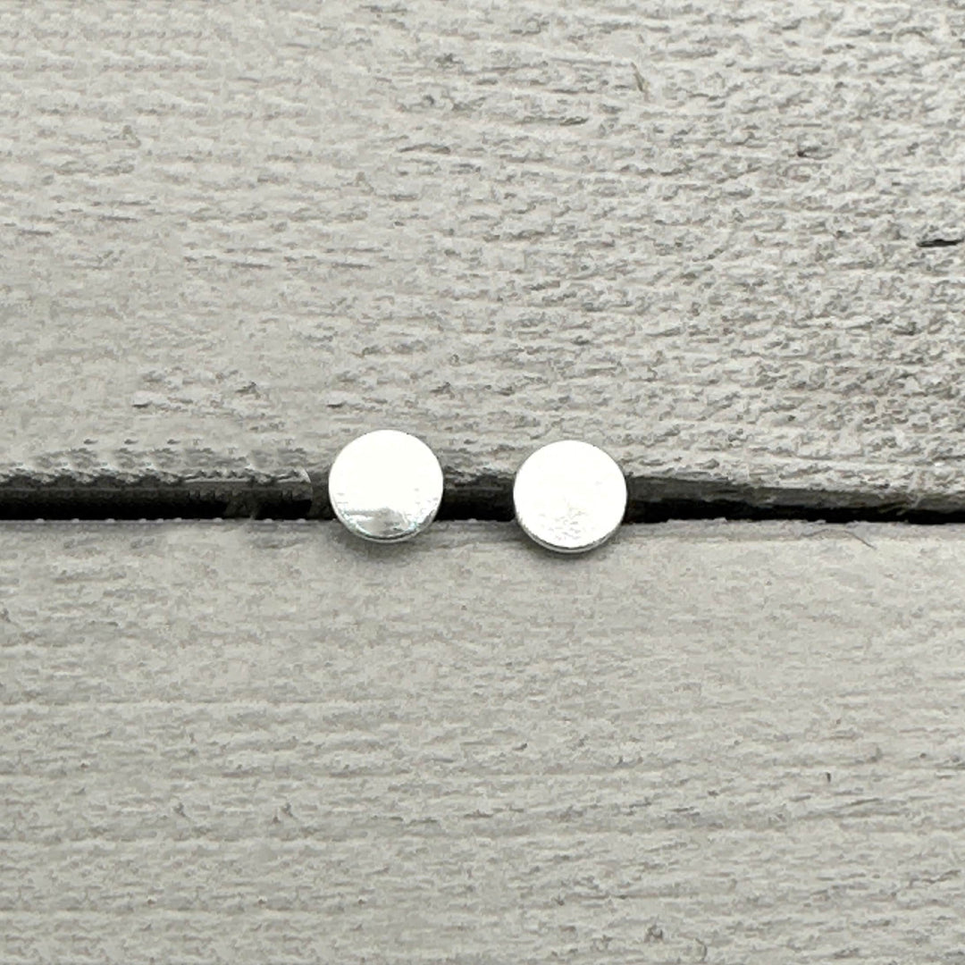 Dot Stud Earrings in Solid 925 Sterling Silver. Circle Minimalist Earrings - SunlightSilver