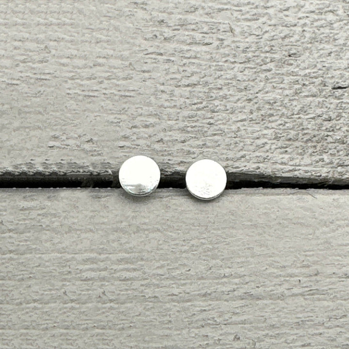 Dot Stud Earrings in Solid 925 Sterling Silver. Circle Minimalist Earrings - SunlightSilver