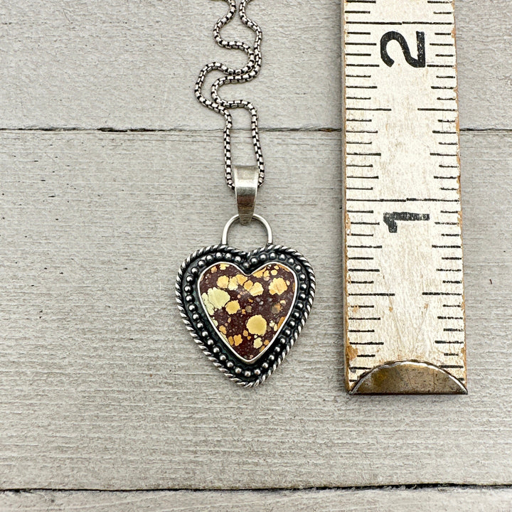 Beautiful Pastel Yellow & Brown Sand Hill Turquoise and Solid 925 Sterling Silver Heart Pendant