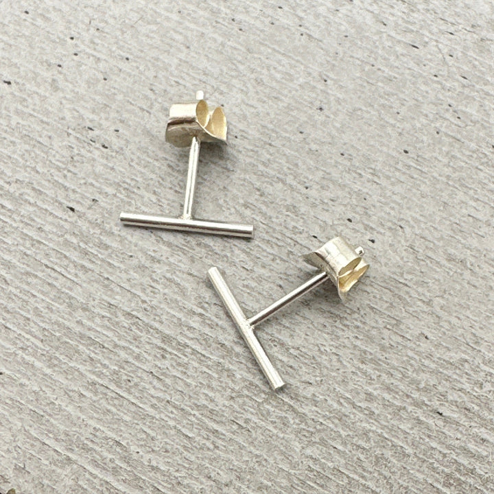 Bar Stud Earrings Sterling Silver or Gold Filled - Minimalist Dainty Line Post Jewelry - SunlightSilver