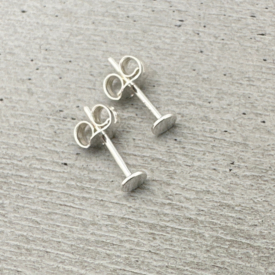 Dot Stud Earrings in Solid 925 Sterling Silver. Circle Minimalist Earrings - SunlightSilver