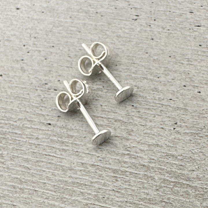 Dot Stud Earrings in Solid 925 Sterling Silver. Circle Minimalist Earrings - SunlightSilver