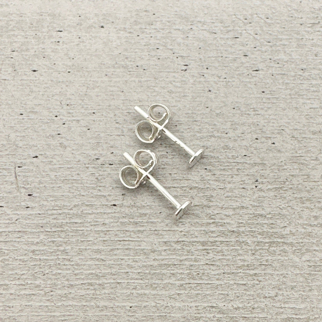 Dot Stud Earrings in Solid 925 Sterling Silver. Circle Minimalist Earrings - SunlightSilver