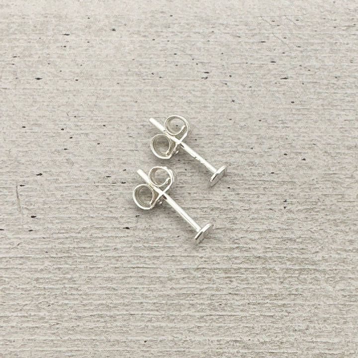 Dot Stud Earrings in Solid 925 Sterling Silver. Circle Minimalist Earrings - SunlightSilver