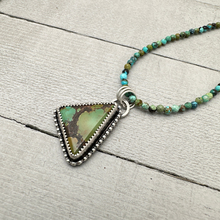 Faceted Multicolor Turquoise and Sterling Silver Beaded Necklace. 3mm beads - SunlightSilver