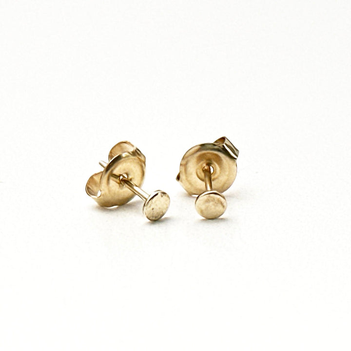 Dot Stud Earrings in 14K Yellow Gold Fill. Circle Minimalist Earrings - SunlightSilver