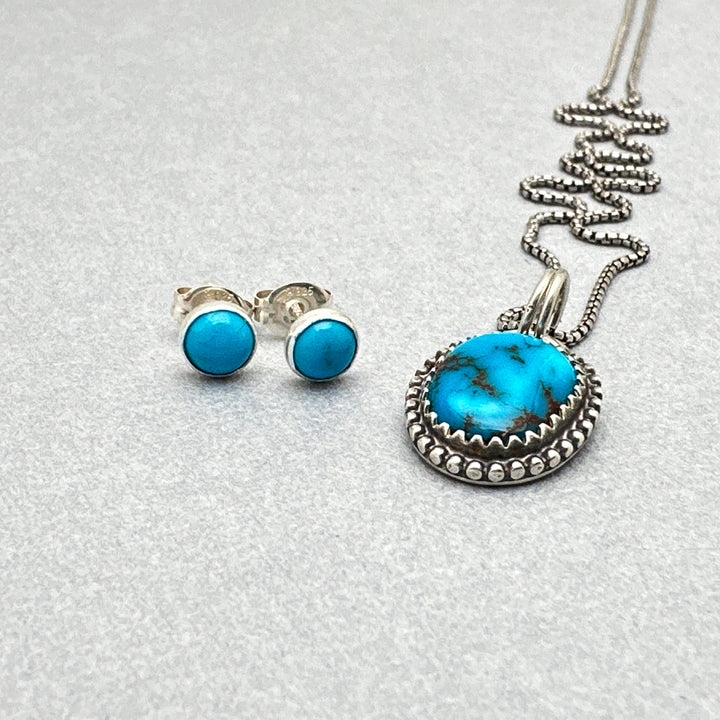 Blue Ridge Turquoise and Sterling Silver Post Stud Earrings - SunlightSilver