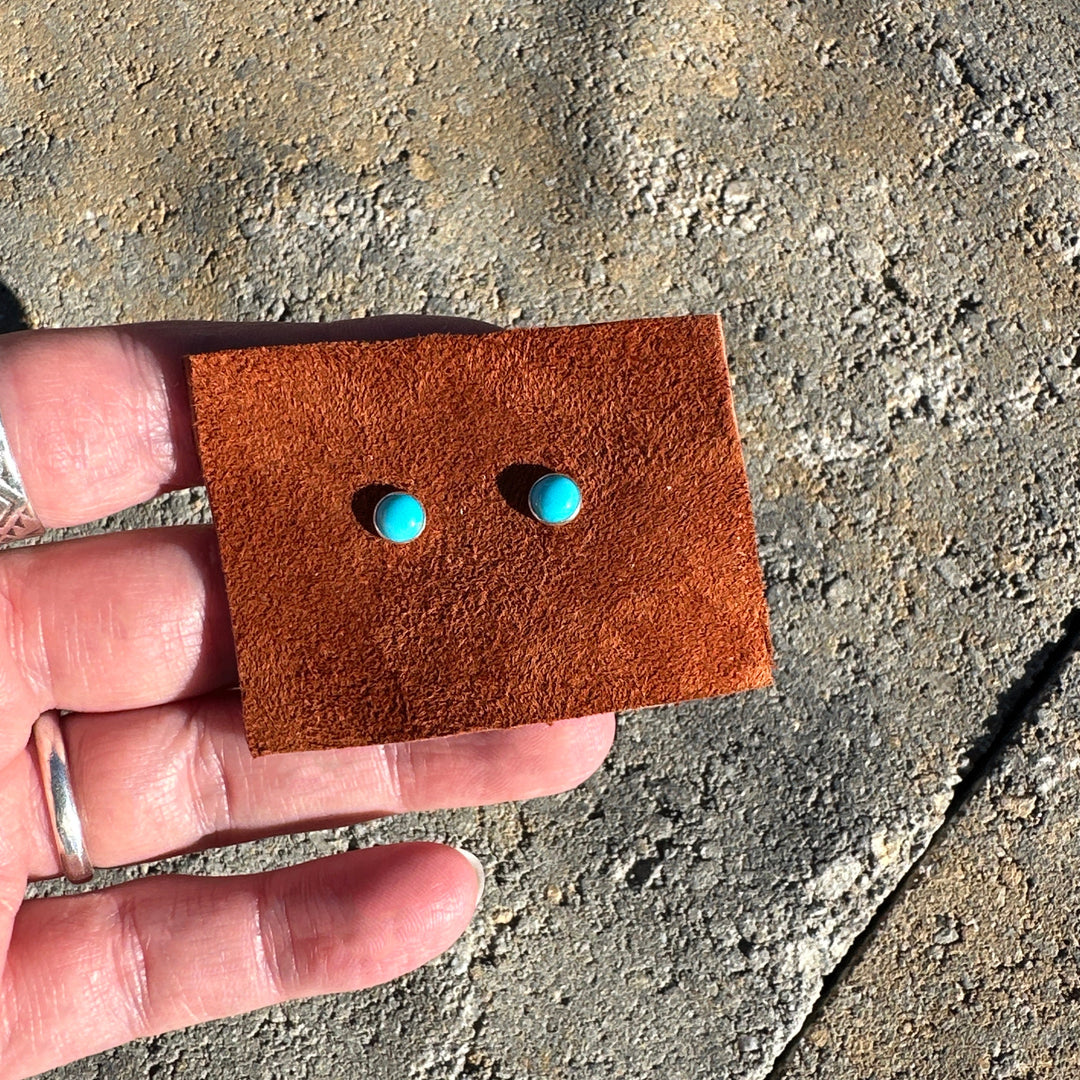 Blue Ridge Turquoise Stud Earrings – 5mm Sterling Silver Posts – Nevada Turquoise Jewelry - SunlightSilver