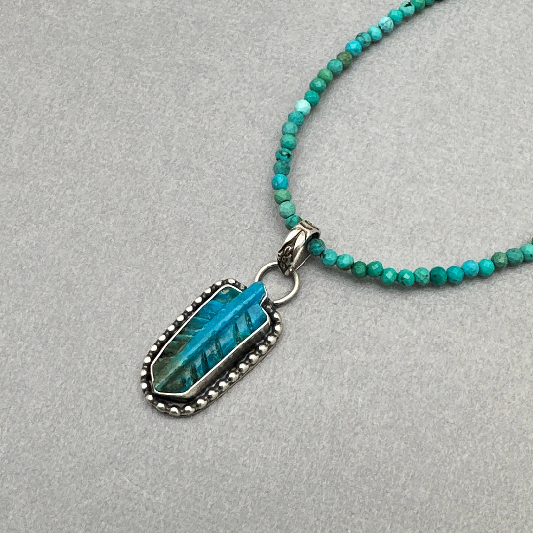 Faceted Turquoise and Sterling Silver Beaded Necklace. Tiny 2mm beads - SunlightSilver