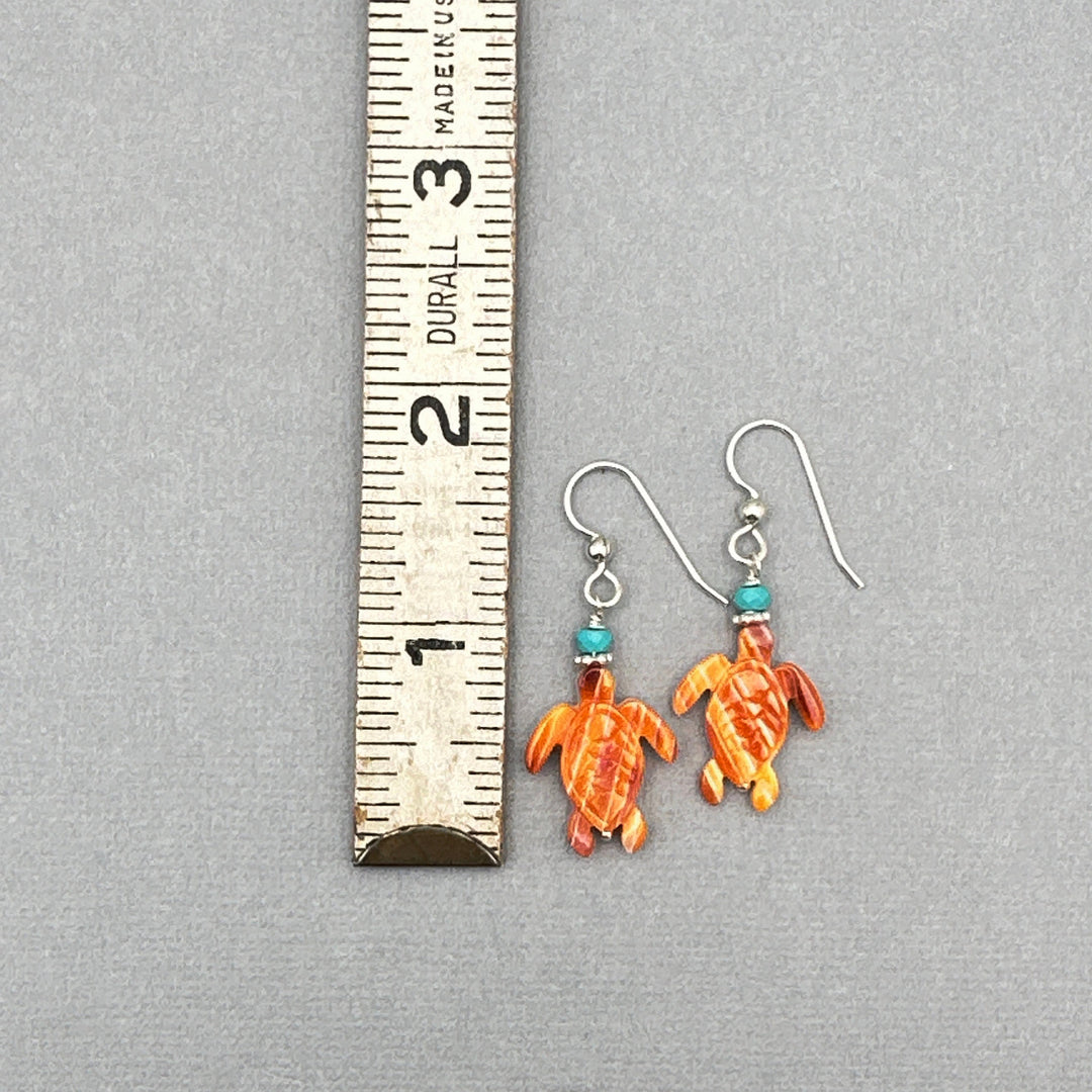 Spiny Oyster and Turquoise Sea Turtle Earrings