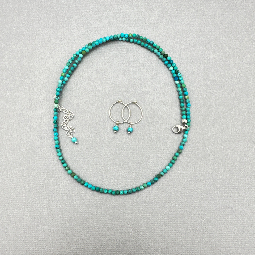 Turquoise Charm Hoop Earrings Available in Solid 925 Sterling Silver, 14k Yellow or Rose Gold Fill - SunlightSilver