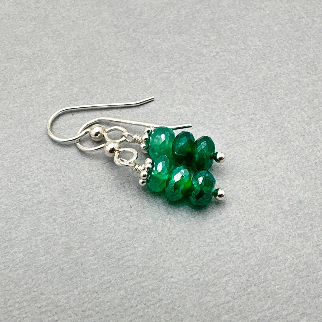 Mystic Green Onyx and Sterling Silver Earrings. Faceted Bling Sparkly - SunlightSilver