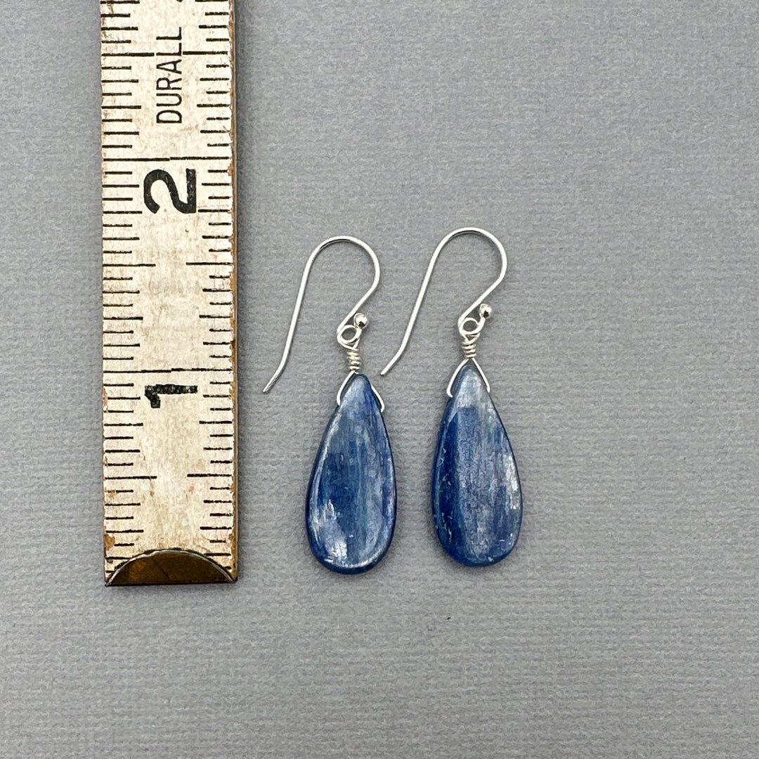 Blue Kyanite Drop and Sterling Silver Earrings - SunlightSilver