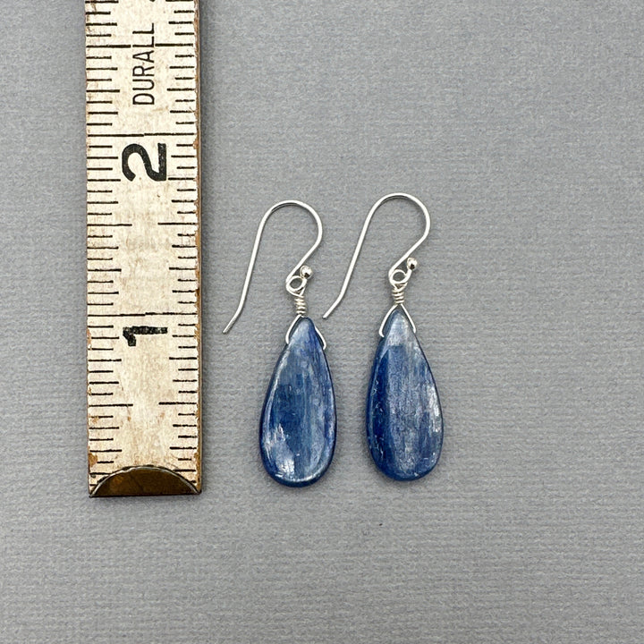 Blue Kyanite Drop and Sterling Silver Earrings - SunlightSilver